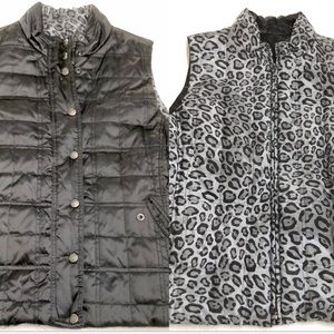 Jones of New York Reversible Sports Sz L Petite Women’s Black/Animal Print Vest